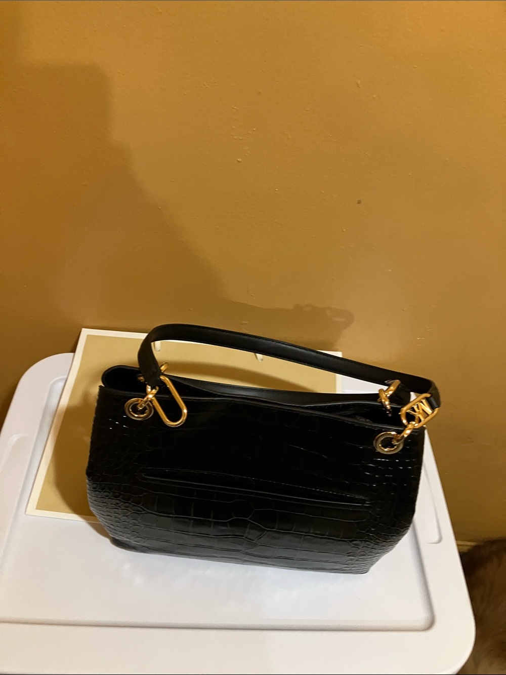Michael Kors Kensington Lg Shldr Tote Black Croc-Embossed Leather - Picture 5 of 14